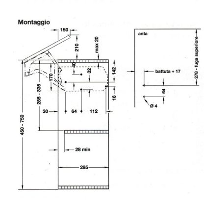 3131L braccetto per ante in legno o alluminio - immagine 2